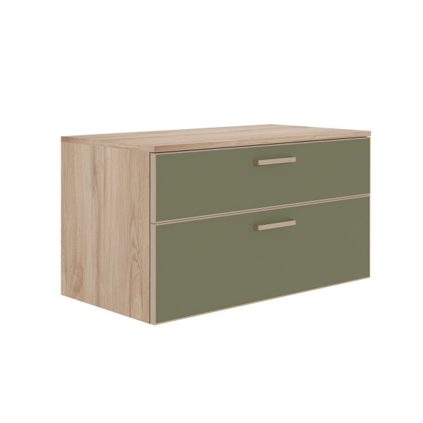 Тумба подвесная Orka Salerno 960x500x520 зеленый матовый, светлое дерево (3008781)