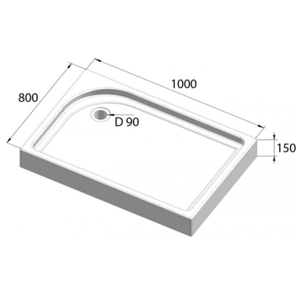 Душевой поддон BelBagno 100x80x15 белый (TRAY-BB-AH-100/80-15-W-L)