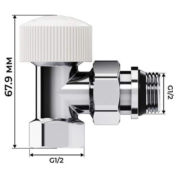 Комплект термостатический угловой 1/2" Royal Thermo Design М30х1,5 (Хром) (RATVDU11212CH) Комплект термостатический угловой 1/2" Royal Thermo Design М30х1,5 (Хром) (RATVDU11212CH)