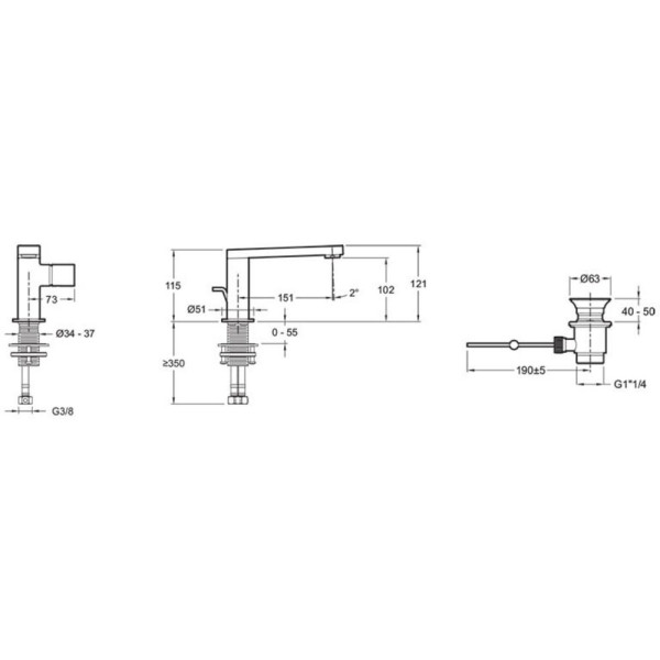 Смеситель для раковины Jacob Delafon Composed с донным клапаном титан (E73050-TT) Смеситель для раковины Jacob Delafon Composed с донным клапаном титан (E73050-TT)