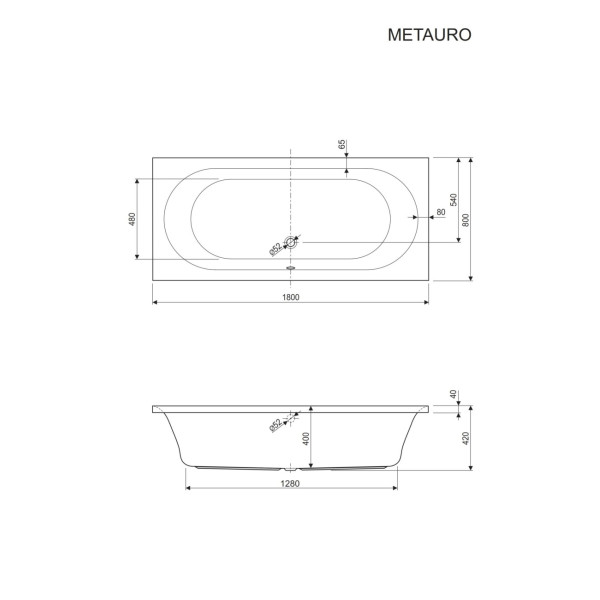 Ванна акриловая Cezares Metauro 180x80x60 белый (METAURO-180-80-42-W37)