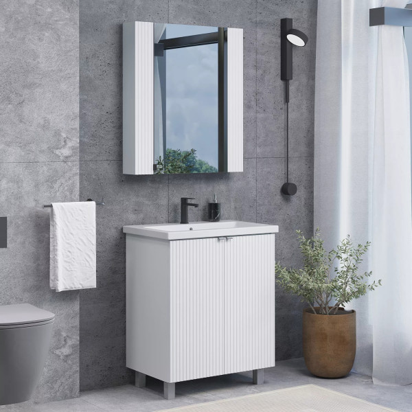 Тумба подвесная с раковиной Comforty Лима 700x450x850 белый матовый (00-00004892)