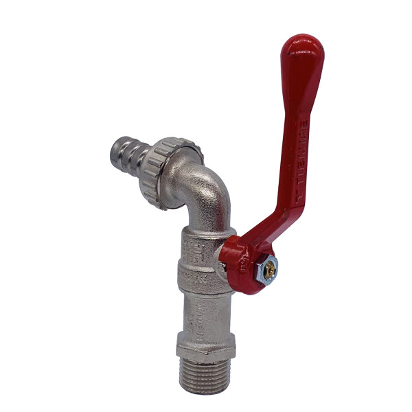 Кран шаровый сливной со штуцером Tiemme Eolo 1/2" (красная алюминиевая ручка) (2500001) Кран шаровый сливной со штуцером Tiemme Eolo 1/2" (красная алюминиевая ручка) (2500001)