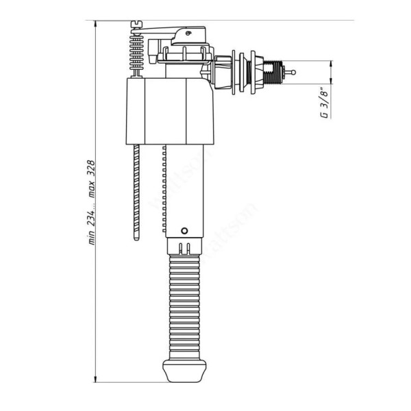 Клапан впускной боковой подвод 3/8" АНИ (с пластиковым штуцером) АНИ пласт (WC5030)