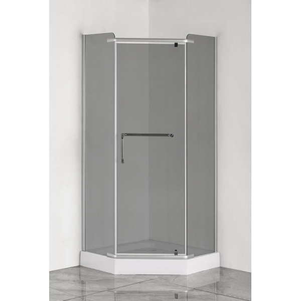 Душевое ограждение Loranto 100x100x200 стекло прозрачное с узором, профиль cатин (CS-816S B 10 (GRAY))