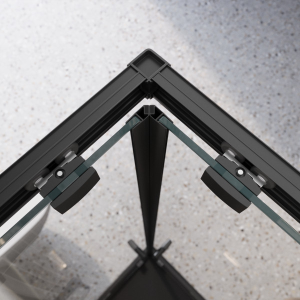 Душевой уголок BelBagno Luce 90x90x195 стекло прозрачное, профиль черный матовый (LUCE-A-2-90-C-NERO)