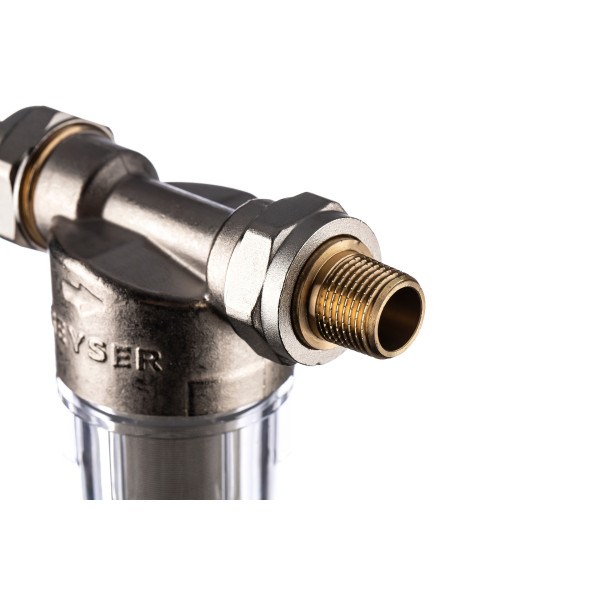 Фильтр самоочищающийся Гейзер-Бастион 111 1/2" (прозрачный корпус, со сгонами) (32666) Фильтр самоочищающийся Гейзер-Бастион 111 1/2" (прозрачный корпус, со сгонами) (32666)