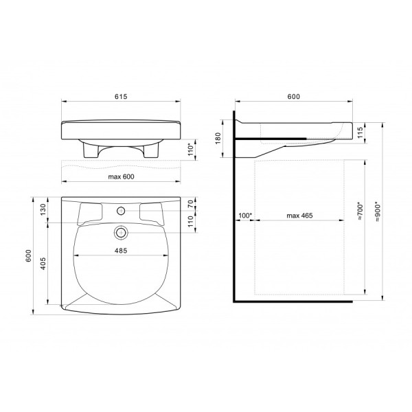 Раковина над стиральной машиной Santek Пилот 600x615x180 белая (1WH110572)