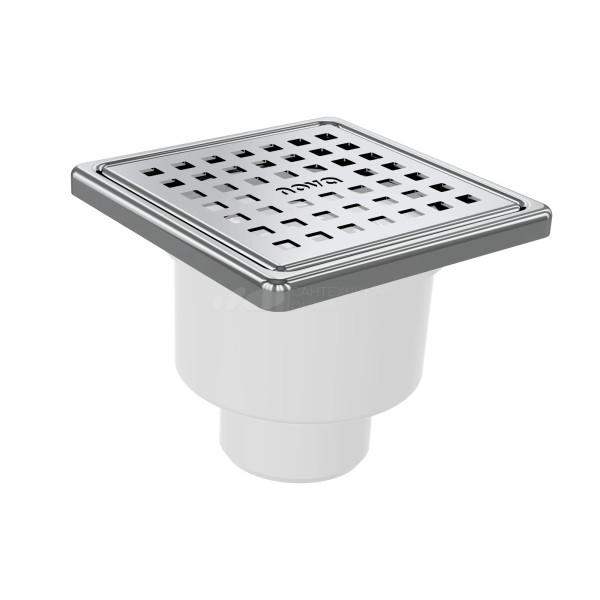 Трап вертикальный 50 мм. (100х100) Nova с решеткой и рамкой из нерж.стали (сухой затвор) (5067)