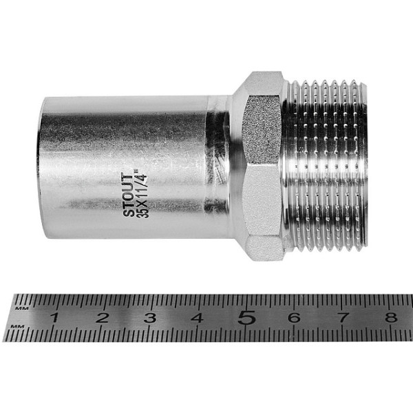 Вставка резьбовая 35х1 1/4"Н Stout SSS-2024 НПр-НР (нерж.ст., пресс) SSS-2024-035114 Вставка резьбовая 35х1 1/4"Н Stout SSS-2024 НПр-НР (нерж.ст., пресс) SSS-2024-035114