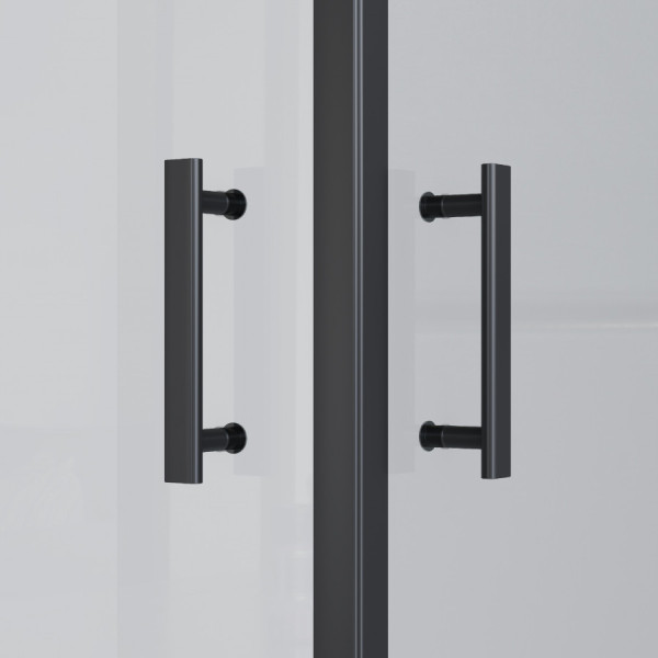 Душевой уголок Santek Вэлия 80x80x195 стекло (прозрачное, профиль черный (1WH501796)