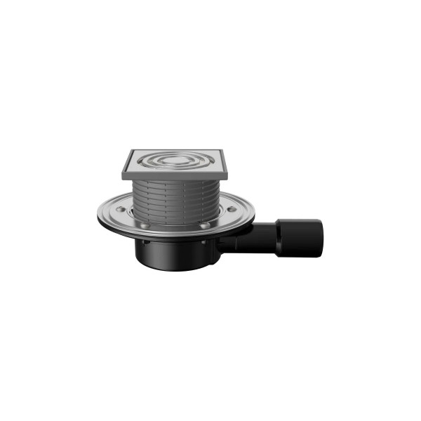 Трап регулируемый Fachmann T 090.1 SHsP 122x122 горизонтальный выпуск DN40/50 с "мокрым" гидрозатвором, решетка нерж. сталь, пластиковый подрамник (04 Трап регулируемый Fachmann T 090.1 SHsP 122x122 горизонтальный выпуск DN40/50 с "мокрым" гидрозатвором, решетка нерж. сталь, пластиковый подрамник (04