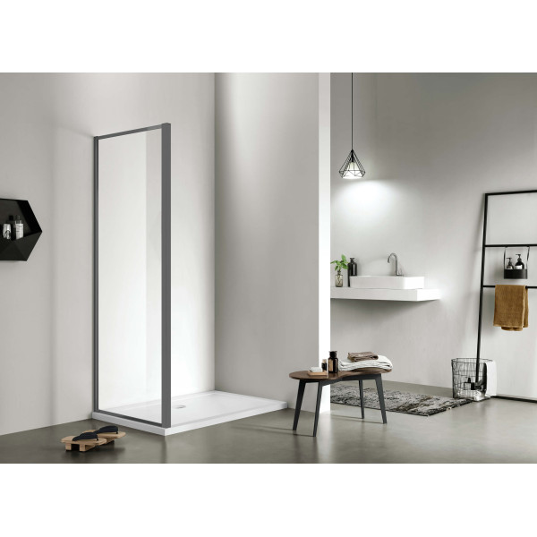 Душевая перегородка Aquatek Ария 90x200 стекло прозрачное, профиль оружейная сталь (AQ ARI WA 09020GM)