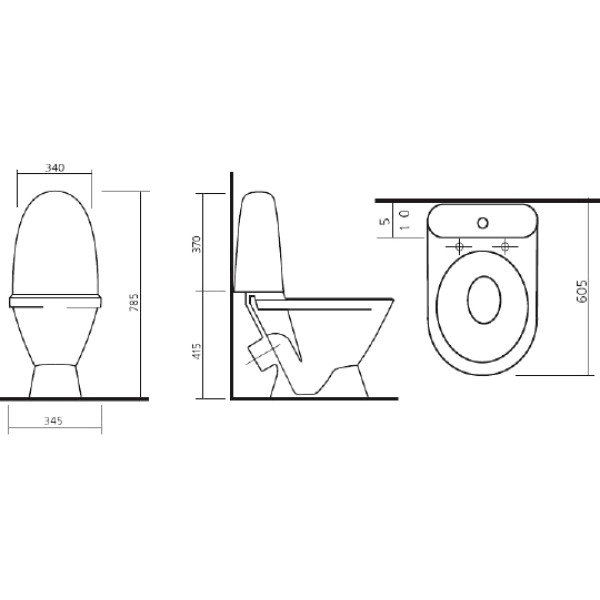 Унитаз-компакт Sanita Виктория стандарт 605х340х785 с сиденьем полипропилен, косой выпуск Унитаз-компакт Sanita Виктория стандарт 605х340х785 с сиденьем полипропилен, косой выпуск