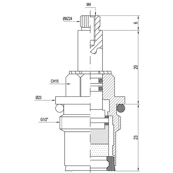 Кран-букса Melodia керамика 1/2" 8x24 (поворот 180град.) (MKP06614WC) (мод. 06)