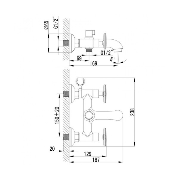 Смеситель для ванны и душа Lemark Plus Spirit (LM1912C)
