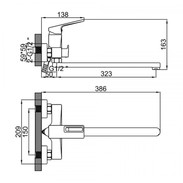 Смеситель для ванны и душа Ledeme черный (L2292B) Смеситель для ванны и душа Ledeme черный (L2292B)