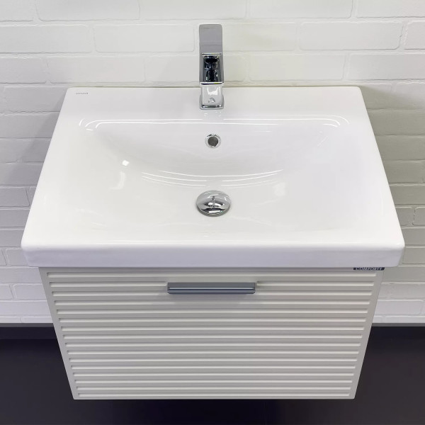 Тумба подвесная с раковиной Comforty Касабланка 600x455x460 серый шёлк (00-00019249)