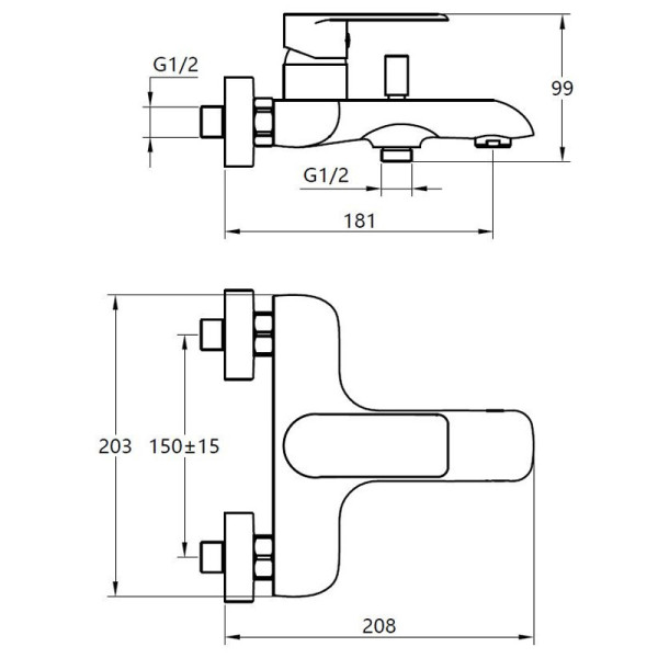 Смеситель для ванны и душа Voda Fairway хром (FY54) Смеситель для ванны и душа Voda Fairway хром (FY54)