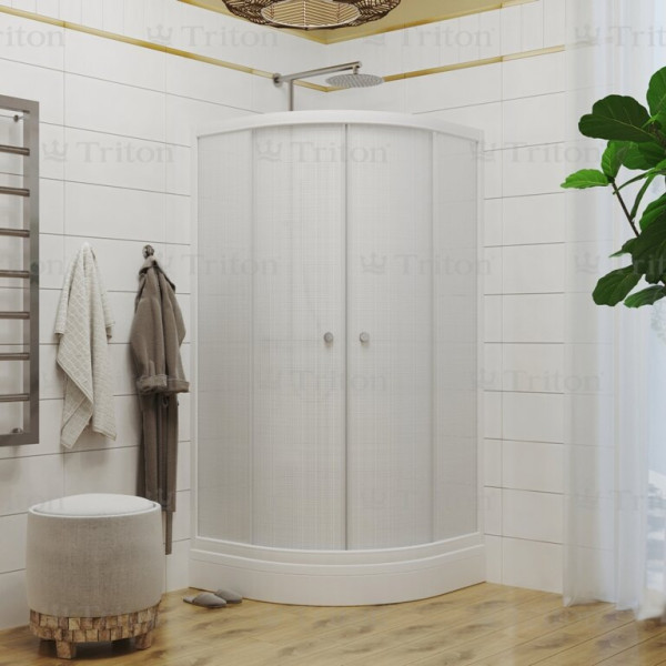 Душевой уголок Triton 90*90 А стекло лён, профиль белый (DK229_1) Душевой уголок Triton 90*90 А стекло лён, профиль белый (DK229_1)