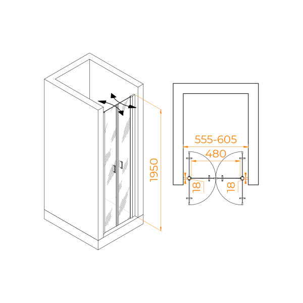 Душевая дверь RGW 60x195 стекло прозрачное, профиль черный (060810406-14) Душевая дверь RGW 60x195 стекло прозрачное, профиль черный (060810406-14)