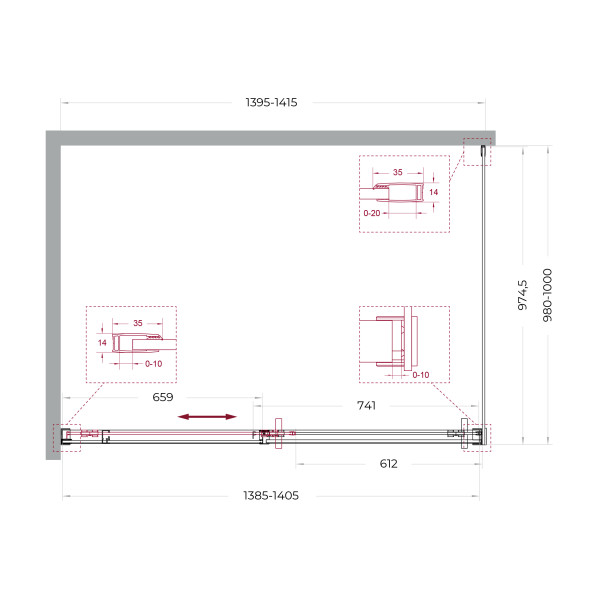 Душевой уголок BelBagno Soft Close-1 140x100x200 стекло прозрачное, профиль оружейная сталь матовая (SOFT_CLOSE-1-AH-1-140/100-C-GM)