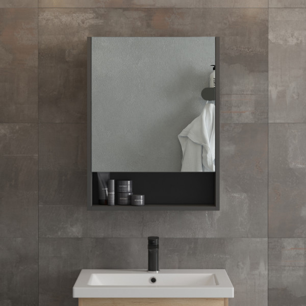 Шкаф зеркальный Melodia Универсал 500х150х700 распашная дверь графит (MFR80048GT)