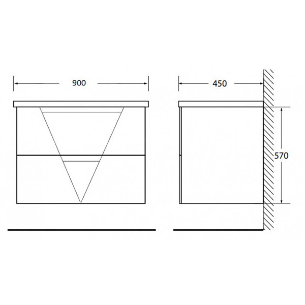 Тумба подвесная Belbagno Vittoria 1000x450x570 Grigio Opaco (VITTORIA-1000-2C-SO-GO-P)