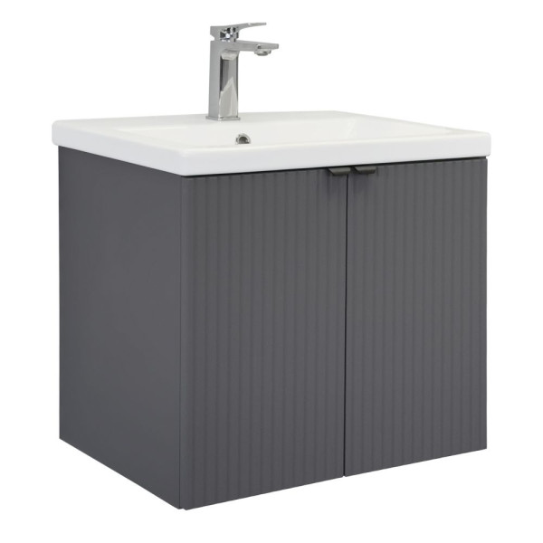 Тумба подвесная Comforty Лима 600x560x450 белый матовый с раковиной (00-00019236)