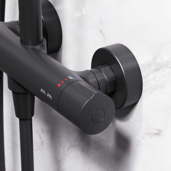 Душевая система AM.PM Like с термостатом, черная матовая (F0780422) Душевая система AM.PM Like с термостатом, черная матовая (F0780422)