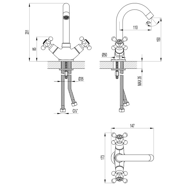 Смеситель для раковины Lemark Standard хром (LM2107C) Смеситель для раковины Lemark Standard хром (LM2107C)