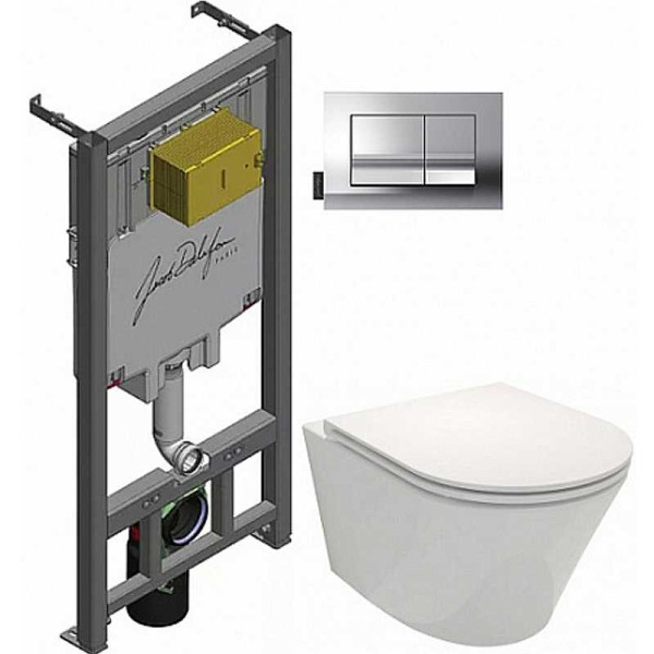 Комплект инсталляция с унитазом Jacob Delafon Rodin+ с сиденьем Микролифт и клавишей смыва хром (E21749RU-00)