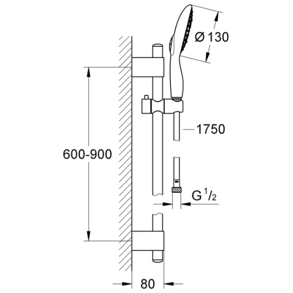 Гарнитур душевой Grohe Power&Soul 130 (27738000)