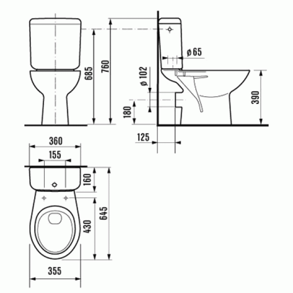 Унитаз-компакт Jika Zeta 645х360х760 горизонтальный выпуск (8.2539.6.000.242.9)