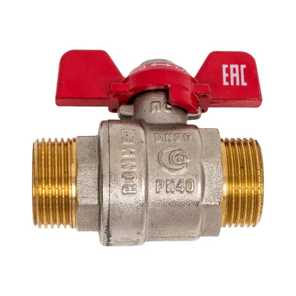 Кран 3/4" НН шаровый Rommer (ГОСТ, красная бабочка) RBV-0007-2410220 Кран 3/4" НН шаровый Rommer (ГОСТ, красная бабочка) RBV-0007-2410220