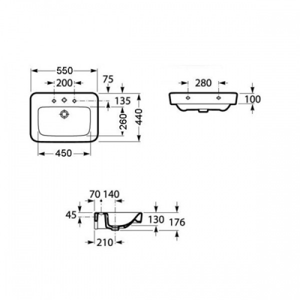 Раковина подвесная Roca Senso square 550х440х176 (32751C000)