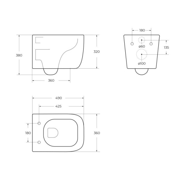 Чаша подвесного безободкового унитаза Belbagno со смывом Tornado (SOFT-TOR BB084CH-TOR)
