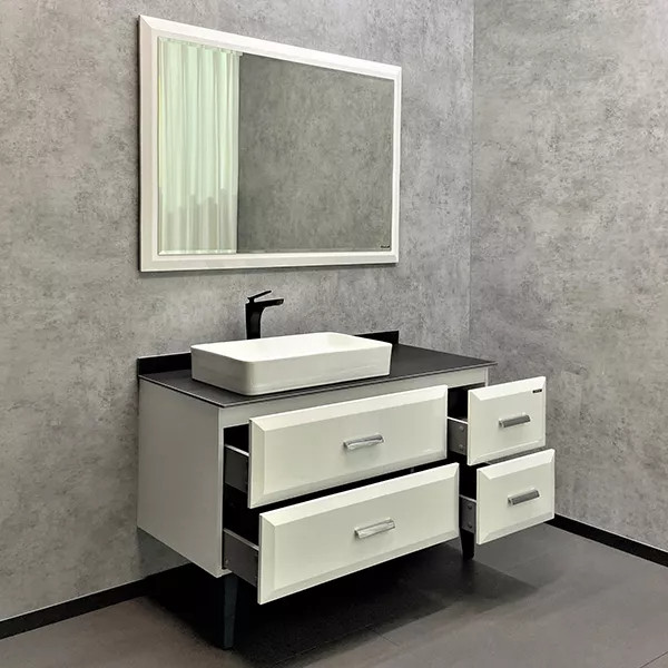 Тумба подвесная с раковиной Comforty Империя 1200x520x890 белый глянцевый/графит (00-00013788)