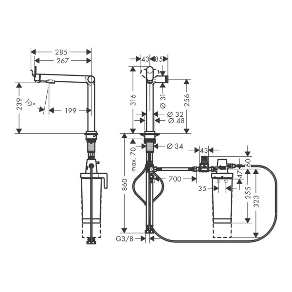 Смеситель для кухни Hansgrohe Aqittura M91 240 черный (76804670) Смеситель для кухни Hansgrohe Aqittura M91 240 черный (76804670)