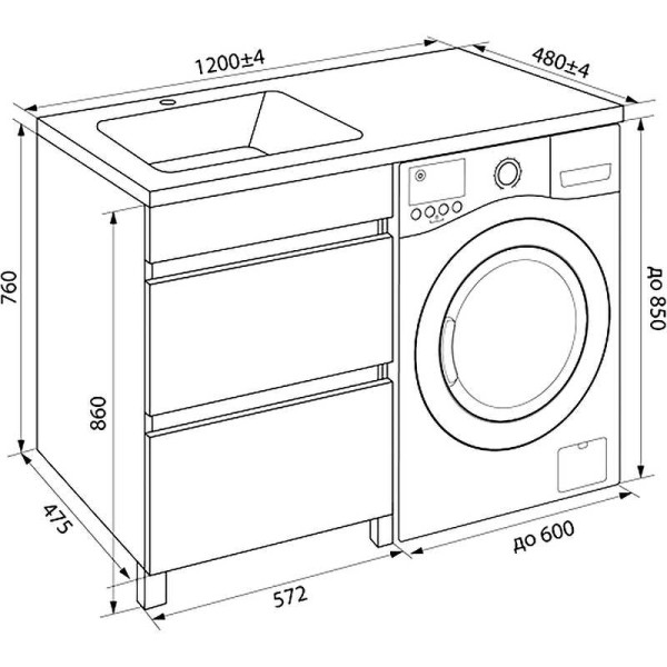Тумба для стиральной машины с раковиной Iddis Optima Home белая (OPH12LBi95K) Тумба для стиральной машины с раковиной Iddis Optima Home белая (OPH12LBi95K)