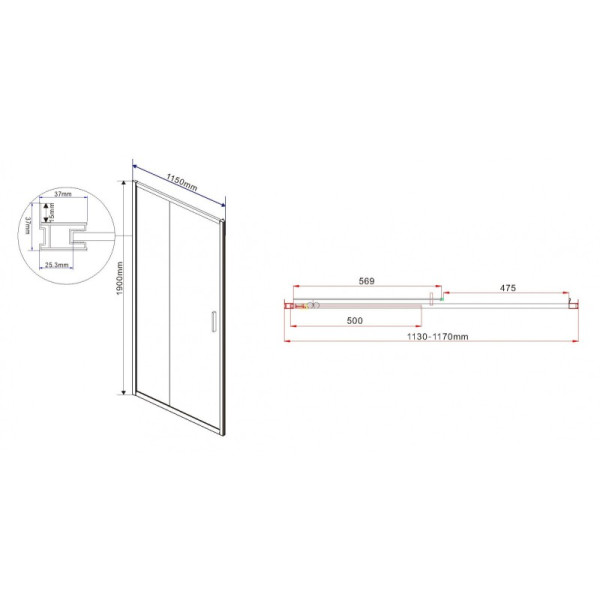 Душевая дверь Vincea Garda VDS-1G 1150х1900 стекло шиншилла, профиль хром (VDS-1G115CH)