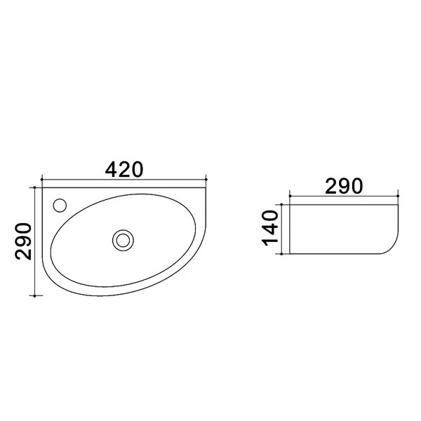 Раковина подвесная Azario 42x29x14 левая белая (AZ-4519-A)