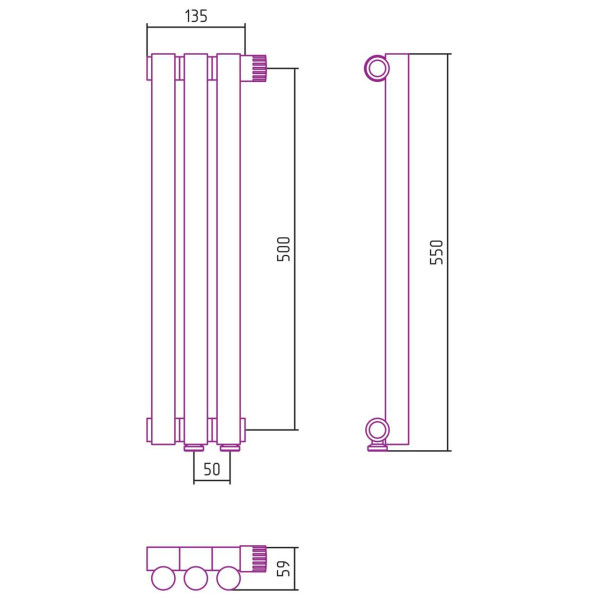 Дизайн-радиатор Сунержа Эстет-1 EU50 правый 500*135 3 секции хром (00-0311-5003) Дизайн-радиатор Сунержа Эстет-1 EU50 правый 500*135 3 секции хром (00-0311-5003)