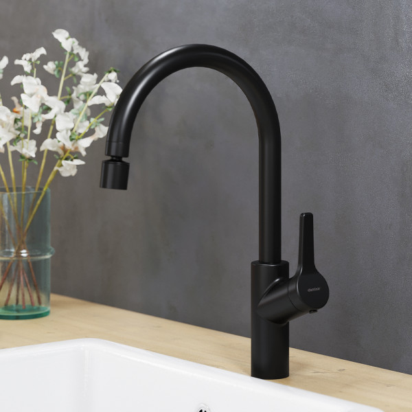 Cмеситель для кухни Damixa Eclipse с двухрежимным регулируемым аэратором, черный (310722300) Cмеситель для кухни Damixa Eclipse с двухрежимным регулируемым аэратором, черный (310722300)