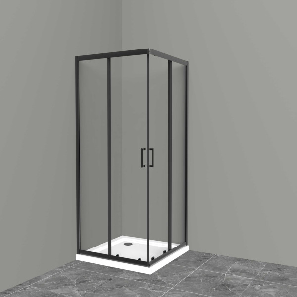 Душевой уголок BelBagno UNO-195 100x100 стекло прозрачное, профиль черный (UNO-195-A-2-100-C-NERO)