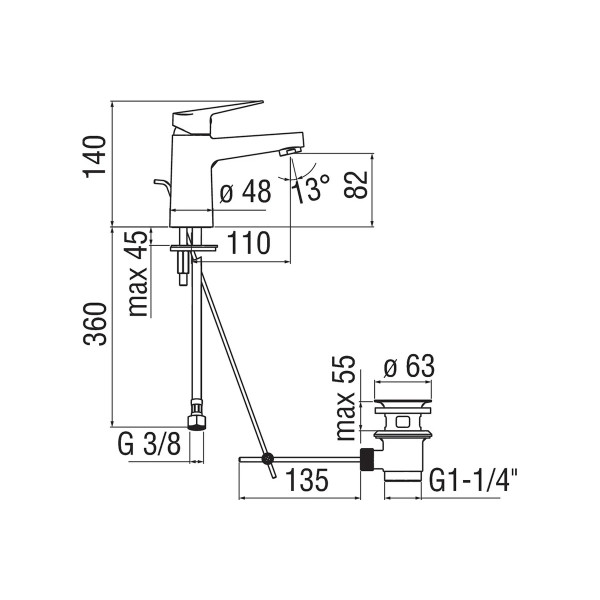 Смеситель для раковины Nobili Blues хром (BS101118/1CR)