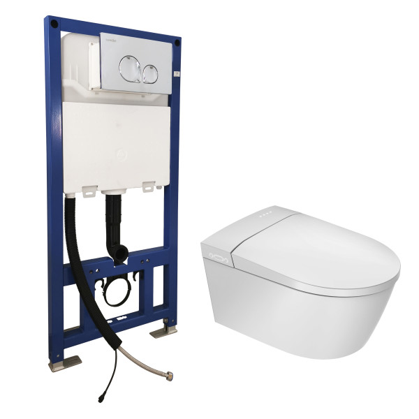 Комплект инсталляция с электронным унитазом Swedbe Smart с клавишей смыва хром (0556)