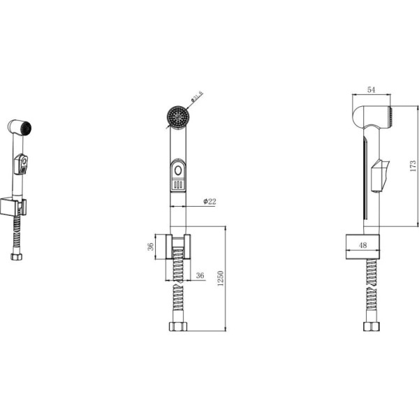 Душ гигиенический Aquatek с шлангом 125 см и держателем черный матовый (AQ2050MB)
