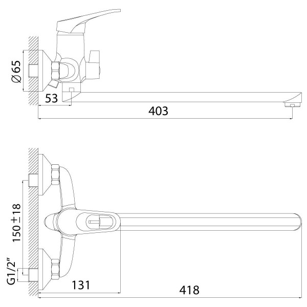 Смеситель для ванны и душа Rossinka B35-32 с душевым комплектом (B35-32)