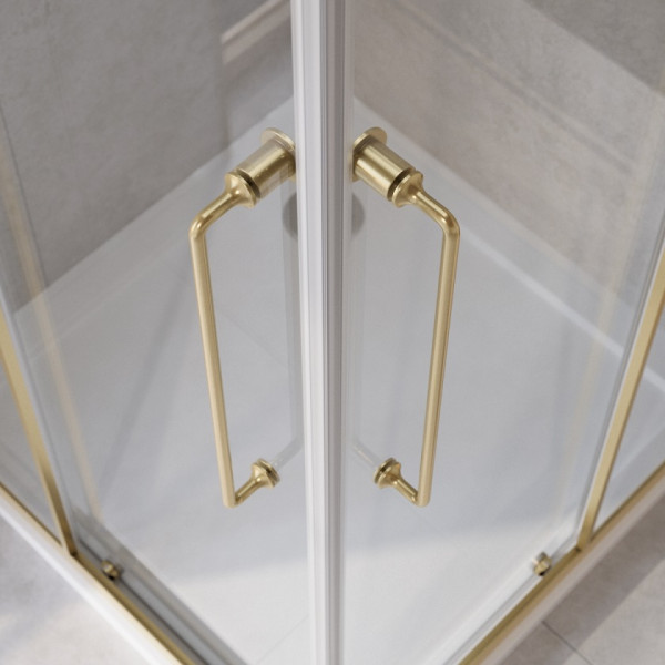 Душевой уголок Cezares Relax 304 90x90x200 стекло прозрачное, профиль брашированное золото (RELAX-304-A-2-90-C-BORO)